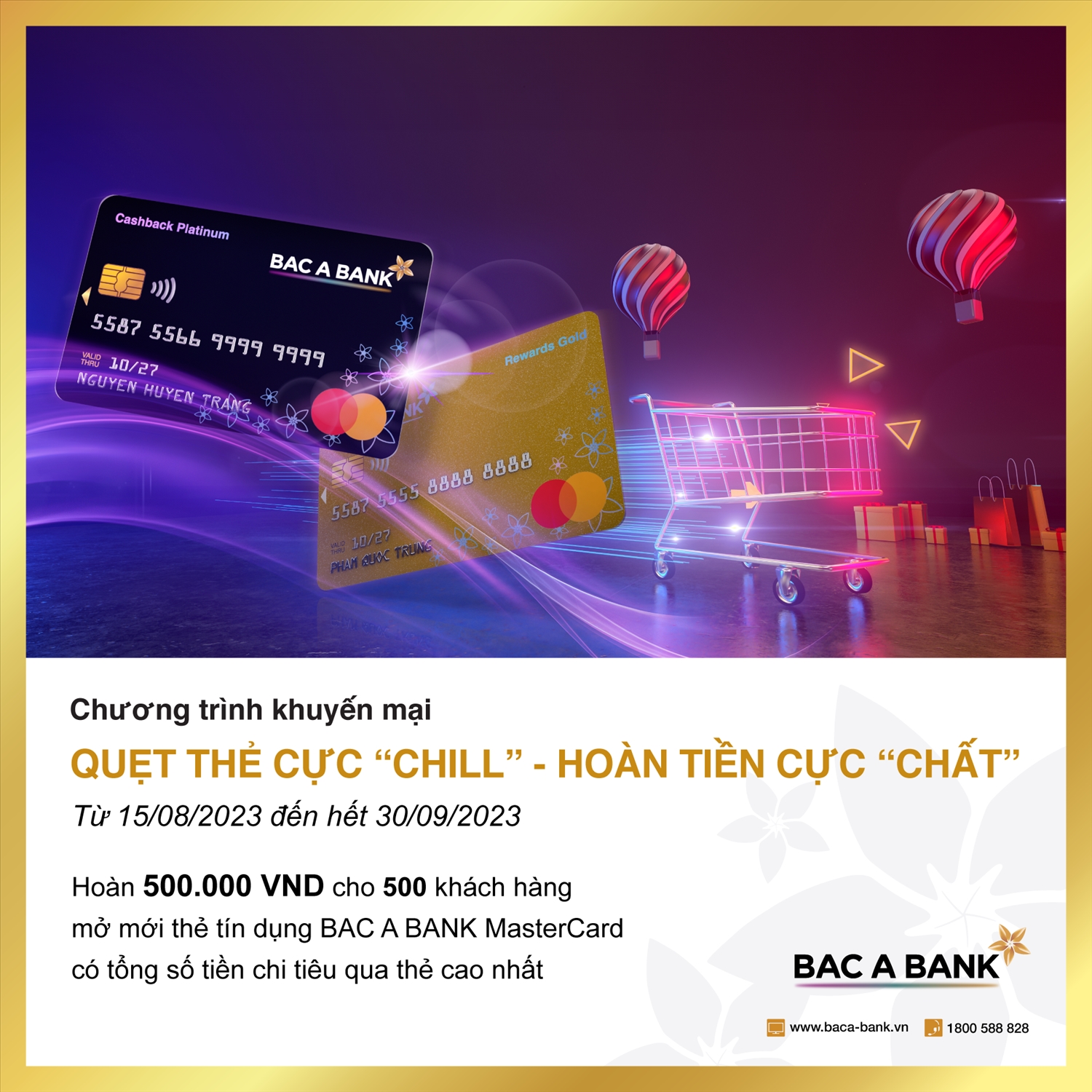  (CĐ Bùi Hạ) Ưu đãi hoàn tiền hấp dẫn cho chủ thẻ tín dụng quốc tế BAC A BANK
