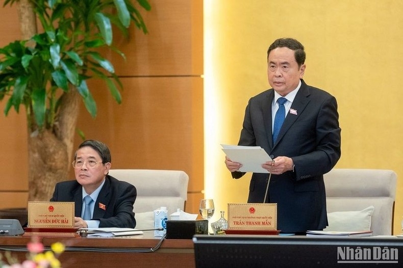 Phó Chủ tịch Thường trực Quốc hội Trần Thanh Mẫn kết luận nội dung thảo luận. (Ảnh: DUY LINH)