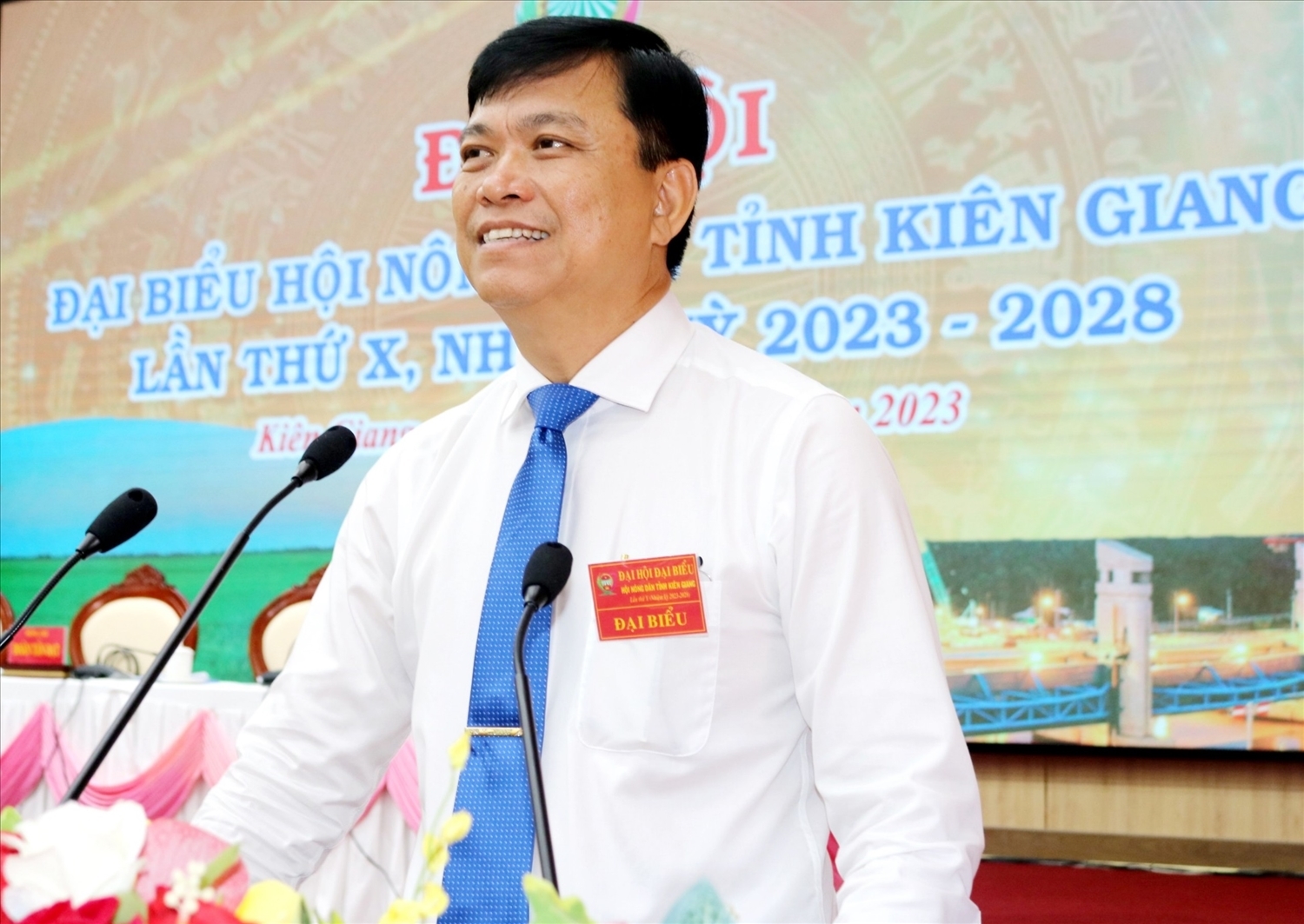 Ông Đỗ Trần Thịnh, Chủ tịch Hội Nông dân tỉnh Kiên Giang phát biểu khai mạc Đại hội