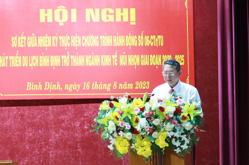 Ông Trần Văn Thanh - Giám đốc Sở Du lịch Bình Định phát biểu tại Hội nghị