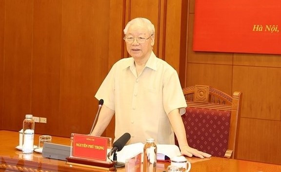 Tổng Bí thư Nguyễn Phú Trọng phát biểu chỉ đạo phiên họp. (Ảnh: Trí Dũng/TTXVN)
