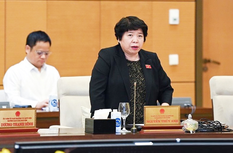 Chủ nhiệm Ủy ban Xã hội của Quốc hội Nguyễn Thúy Anh phát biểu ý kiến thảo luận. (Ảnh: DUY LINH)