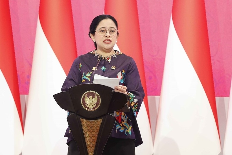 Chủ tịch Hạ viện Indonesia Puan Maharani phát biểu khai mạc. Ảnh: TTXVN
