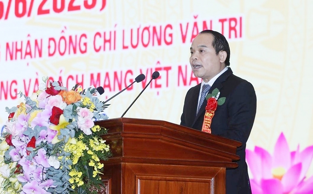 Bí thư Tỉnh ủy Lạng Sơn Nguyễn Quốc Đoàn đọc diễn văn tại Lễ kỷ niệm