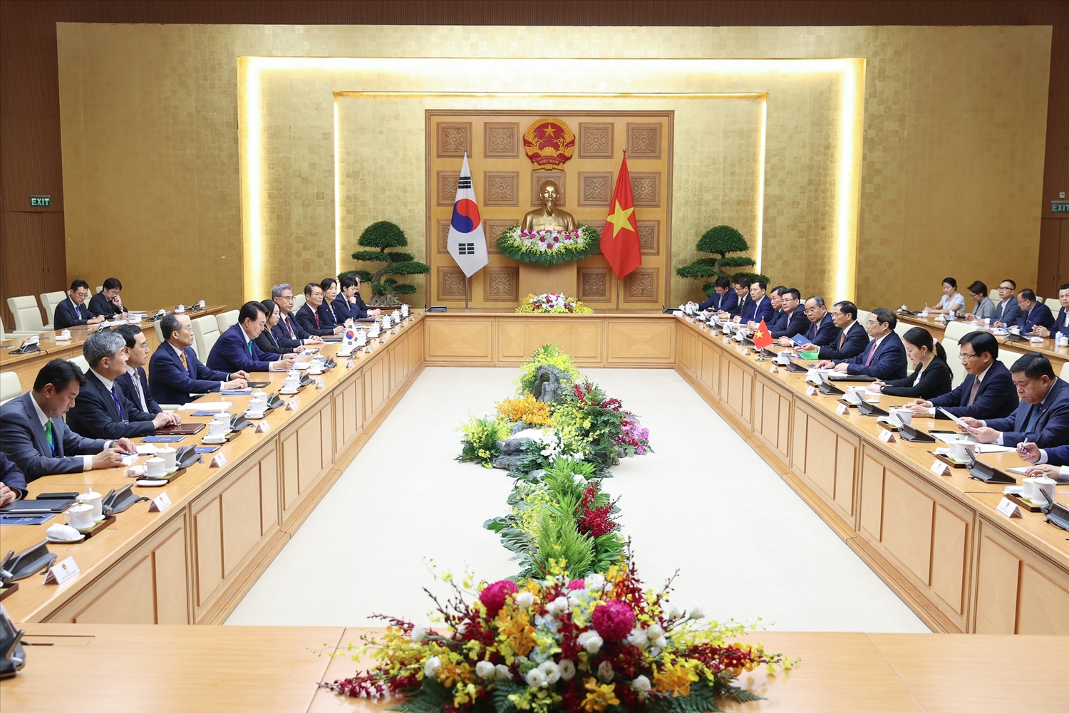 Tổng thống Yoon Suk Yeol khẳng định, Chính phủ Hàn Quốc sẽ tiếp tục khuyến khích, tạo điều kiện cho doanh nghiệp Hàn Quốc đầu tư vào Việt Nam - Ảnh: VGP/Nhật Bắc