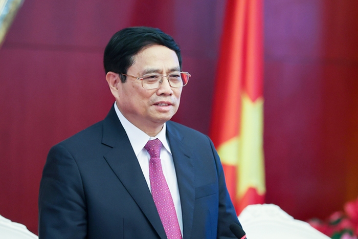 Phát biểu tại cuộc gặp mặt, Thủ tướng Phạm Minh Chính khẳng định, chủ trương nhất quán của Đảng và Nhà nước ta là luôn coi trọng duy trì và phát triển quan hệ hữu nghị, hợp tác với Đảng, Nhà nước và nhân dân Trung Quốc - Ảnh: VGP/Nhật Bắc