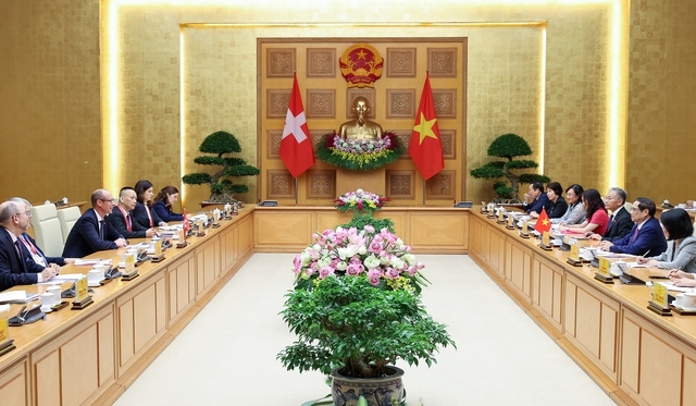 Hai nhà lãnh đạo đánh giá quan hệ hợp tác Việt Nam - Thụy Sĩ thời gian qua phát triển tích cực trên các lĩnh vực - Ảnh: VGP/Nhật Bắc