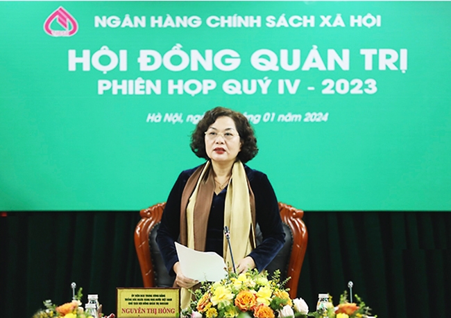Thống đốc NHNN Việt Nam Nguyễn Thị Hồng - Chủ tịch HĐQT Ngân hàng CSXH chủ trì phiên họp