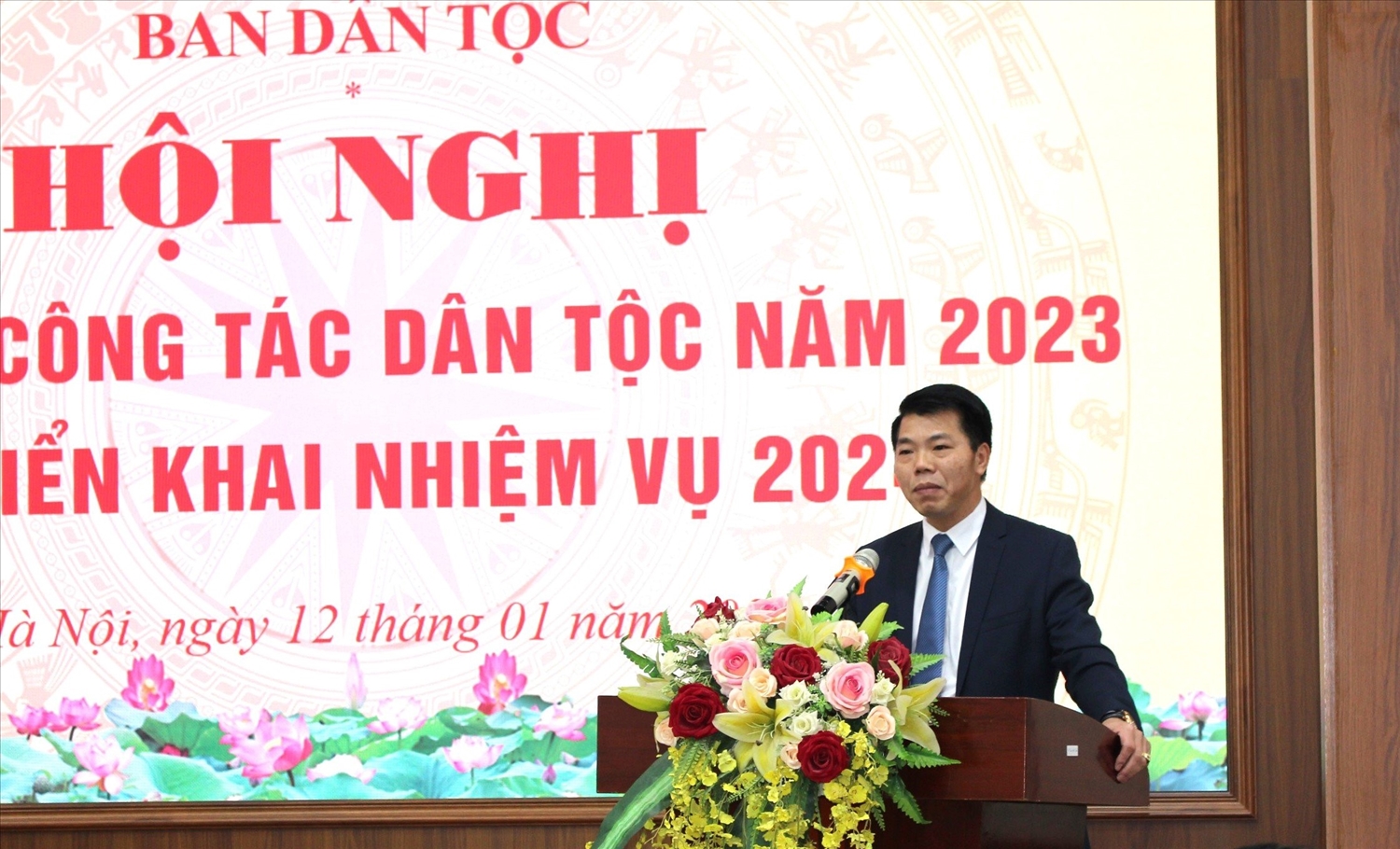 Trưởng Ban Dân tộc TP. Hà Nội Nguyễn Nguyên Quân phát biểu tại Hội nghị