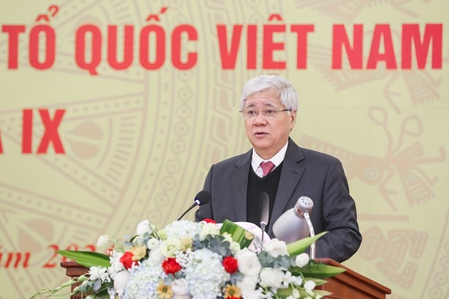 Chủ tịch Ủy ban Trung ương MTTQ Việt Nam Đỗ Văn Chiến phát biểu tại Hội nghị
