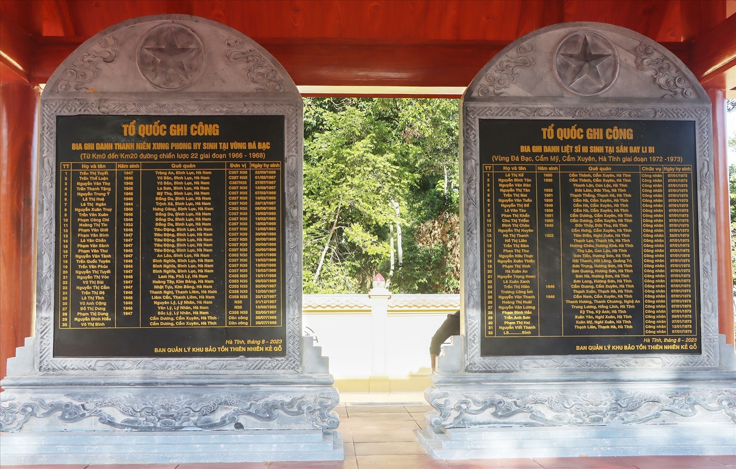 Bia tưởng niệm những liệt sĩ đã anh dũng hi sinh tại hồ Kẻ Gỗ