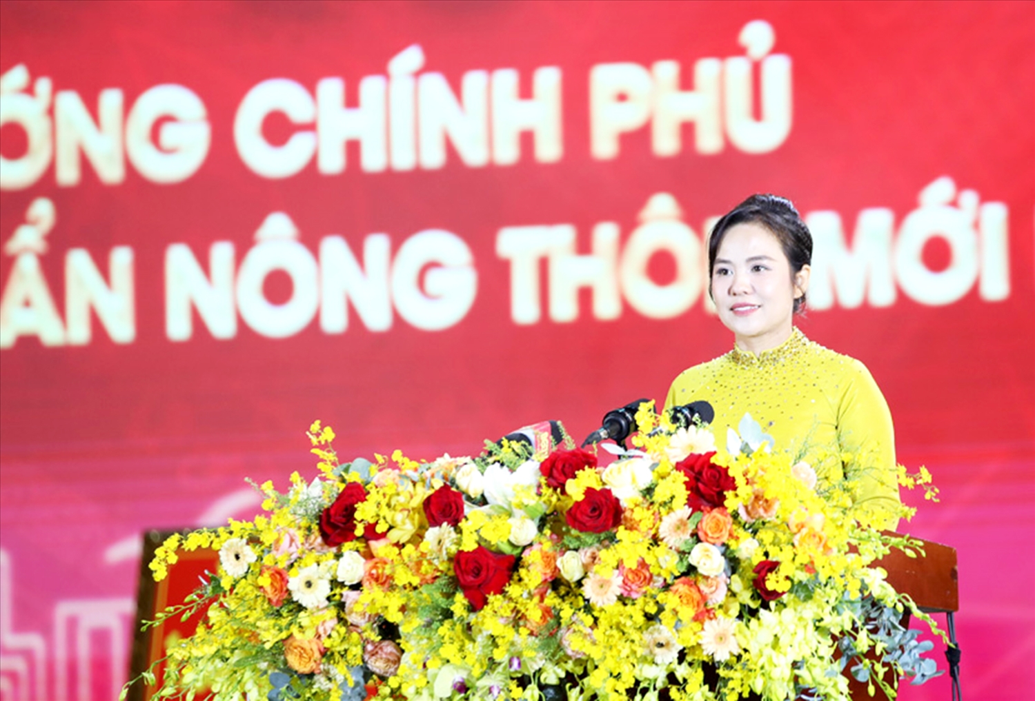 Bà Nguyễn Thị Kim Dung, Bí thư Huyện ủy Lục Nam phát biểu tiếp thu ý kiến chỉ đạo.