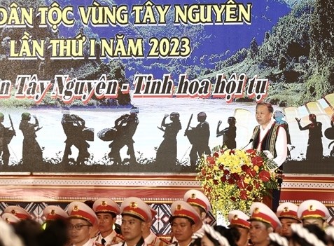 Đại tướng Tô Lâm phát biểu tại Lễ khai mạc Ngày hội VHTTDL các dân tộc vùng Tây Nguyên lần thứ I năm 2023