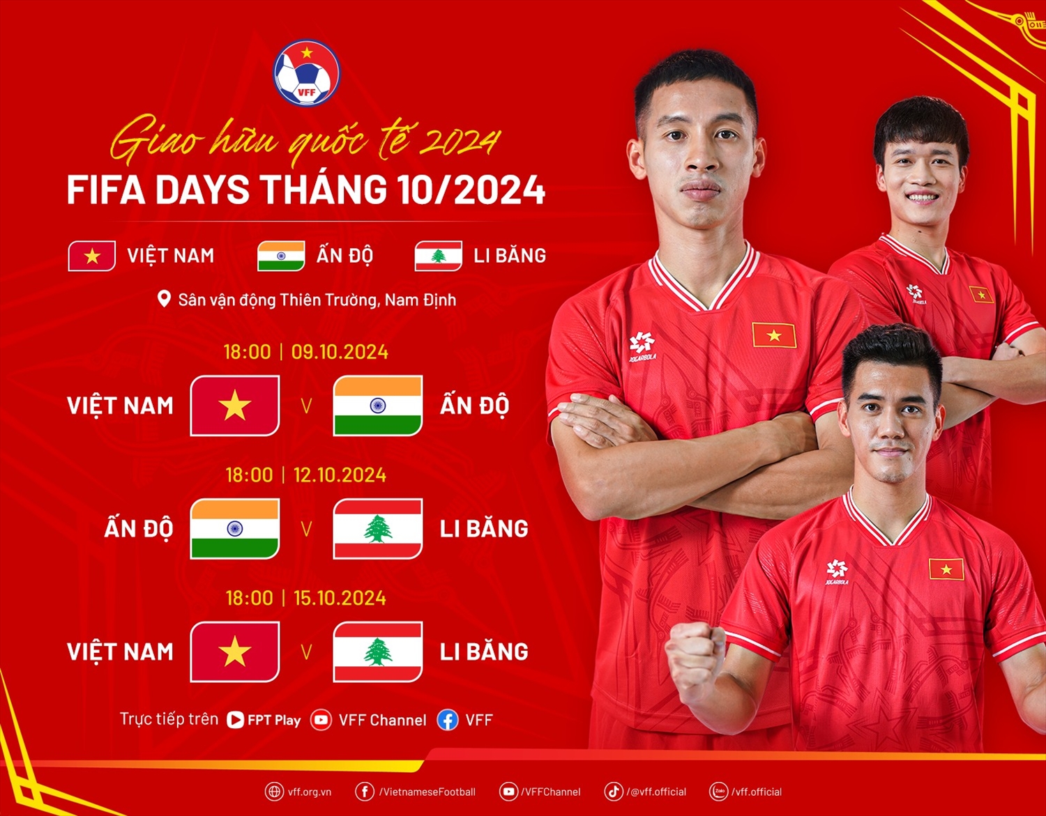 Lịch thi đấu giao hữu FIFA Days tháng 10 của đội tuyển Việt Nam (Ảnh VFF)