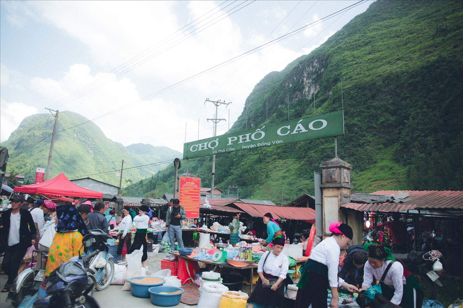 Tại thung lũng Phố Cáo, người dân địa phương thường tổ chức chợ phiên để phục vụ nhu cầu mua bán, trao đổi hàng hóa của đồng bào các dân tộc trong vùng. Chợ phiên Phố Cáo họp từ rất sớm và kết thúc khi đã quá trưa. Điều đặc biệt ở chợ phiên Phố Cáo là mỗi tuần họp một lần, nhưng mỗi tuần lại lùi một ngày để bà con có thể tùy vào công việc của mình mà ai cũng có thể đi chợ.