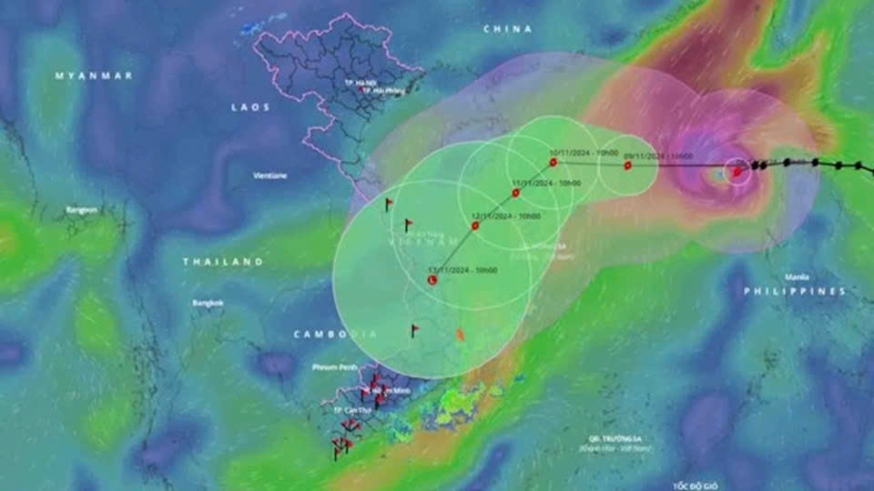 Hướng di chuyển của bão số 7