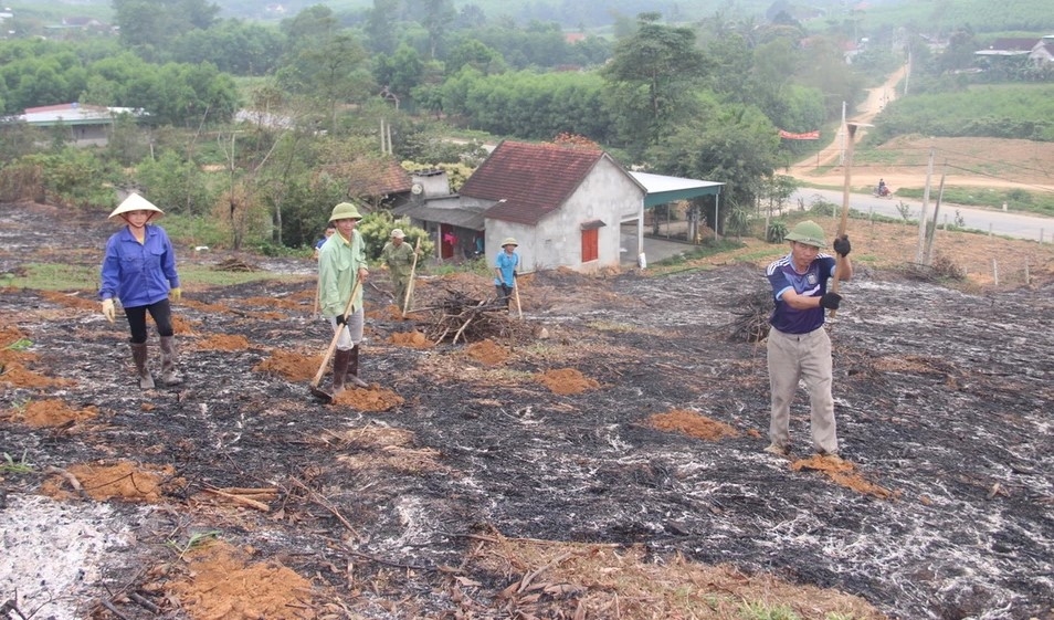 Làm đất chuẩn bị trồng rừng nguyên liệu ở huyện Nghĩa Đàn - Nghệ An