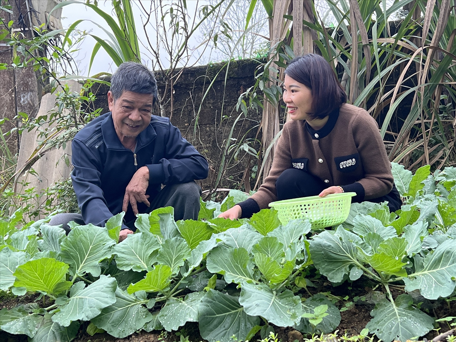 Ông Trần Văn Thiên, thôn Tân Hùng, xã Hùng Đức, huyện Hàm Yên tăng gia sản xuất, trồng rau, nuôi gà tạo thu nhập để có động lực tự nguyện viết đơn xin thoát nghèo vào năm 2023.