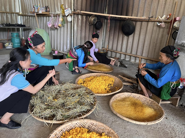 Một số phụ nữ dân tộc thiểu số miền núi Thanh Hóa khởi nghiệp bằng cách sản xuất gối ngủ từ thảo dược
