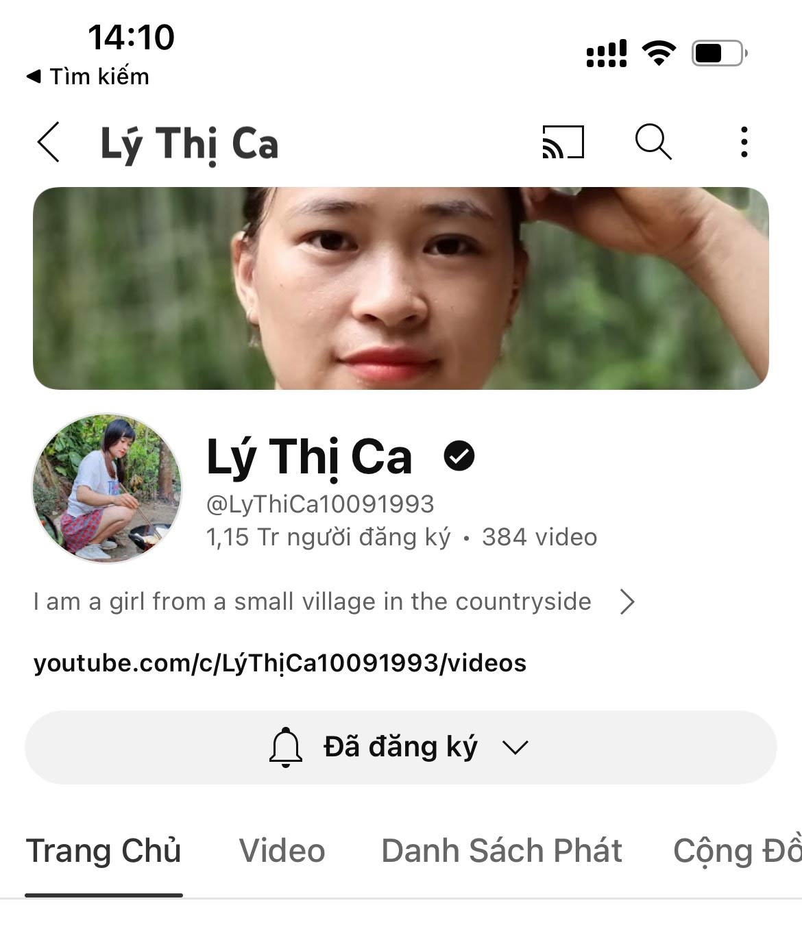  Kênh youtube Lý Thị Ca của Triệu Mạnh Dương, thôn Khau Cau, xã Phúc Yên (Lâm Bình) được cộng đồng mạng khắp nơi trên thế giới yêu thích.