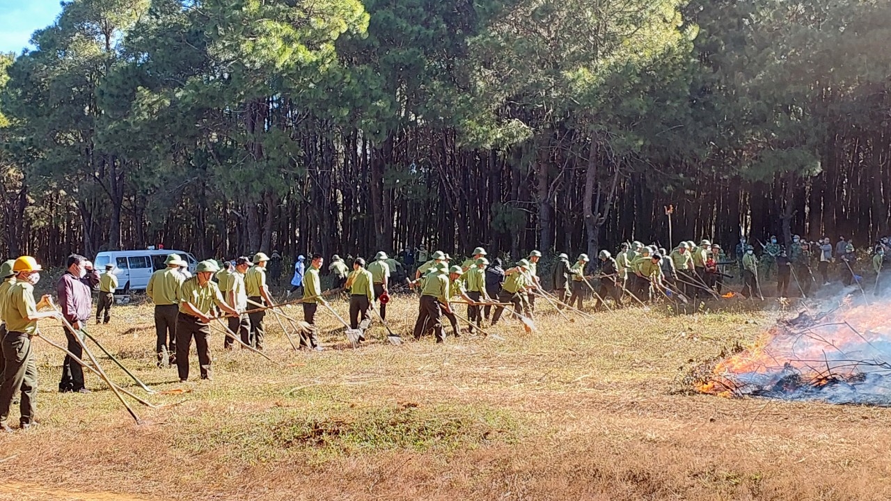 Các lực lượng, phương tiện sẵn sàng tham gia cứu chữa khi xảy ra cháy rừng 