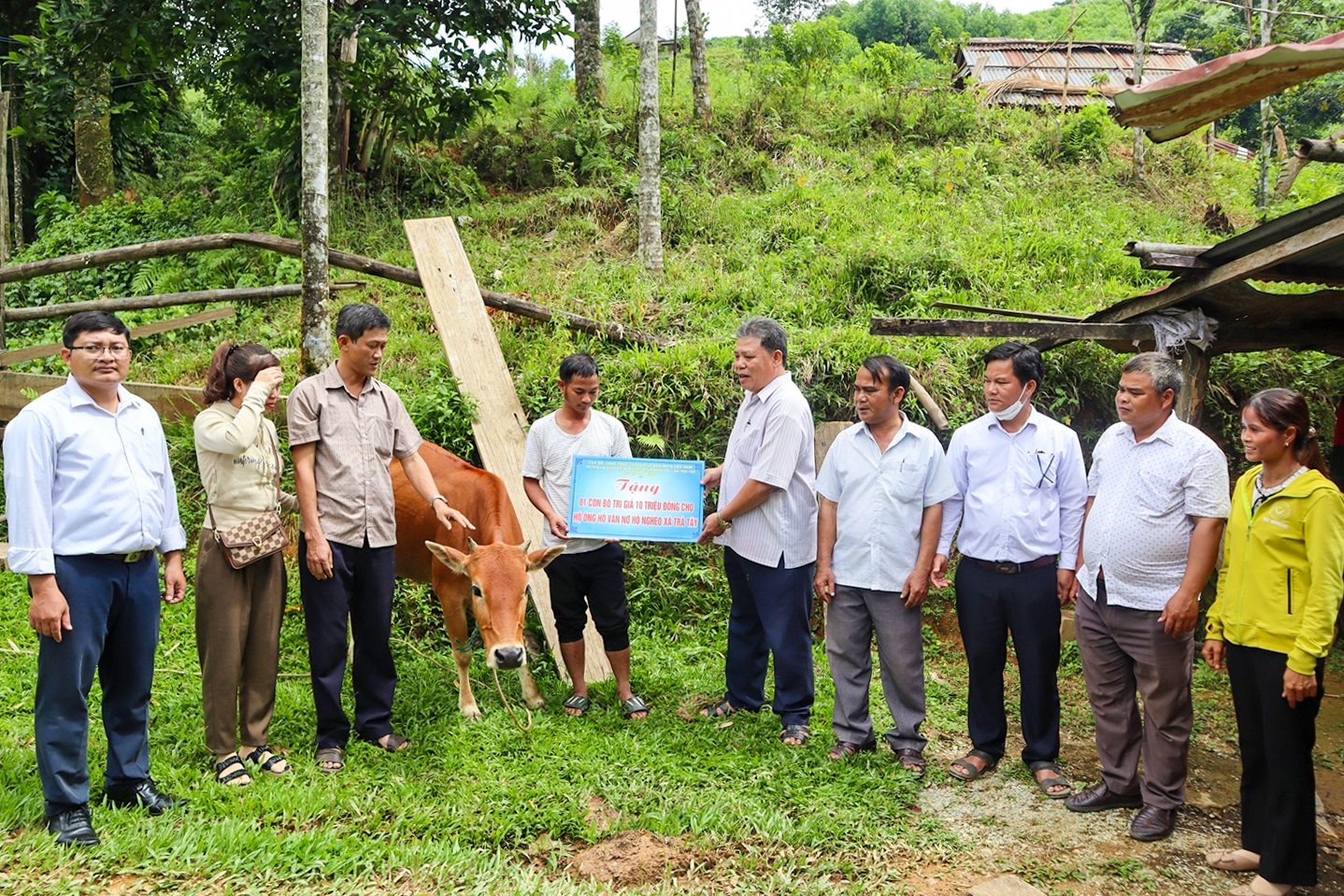 Các cơ quan, đơn vị huyện Trà Bồng hỗ trợ con giống cho các hộ nghèo