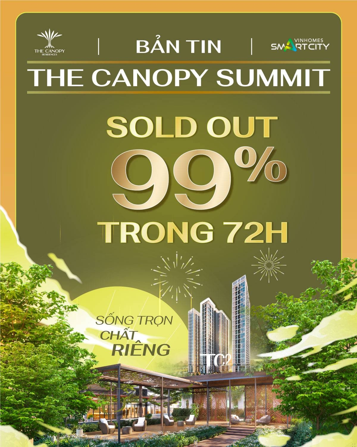 Kỷ lục bán hàng của Tòa TC2 – The Canopy Summit là con số “đáng mơ ước” với nhiều đơn vị bán hàng thời điểm này.