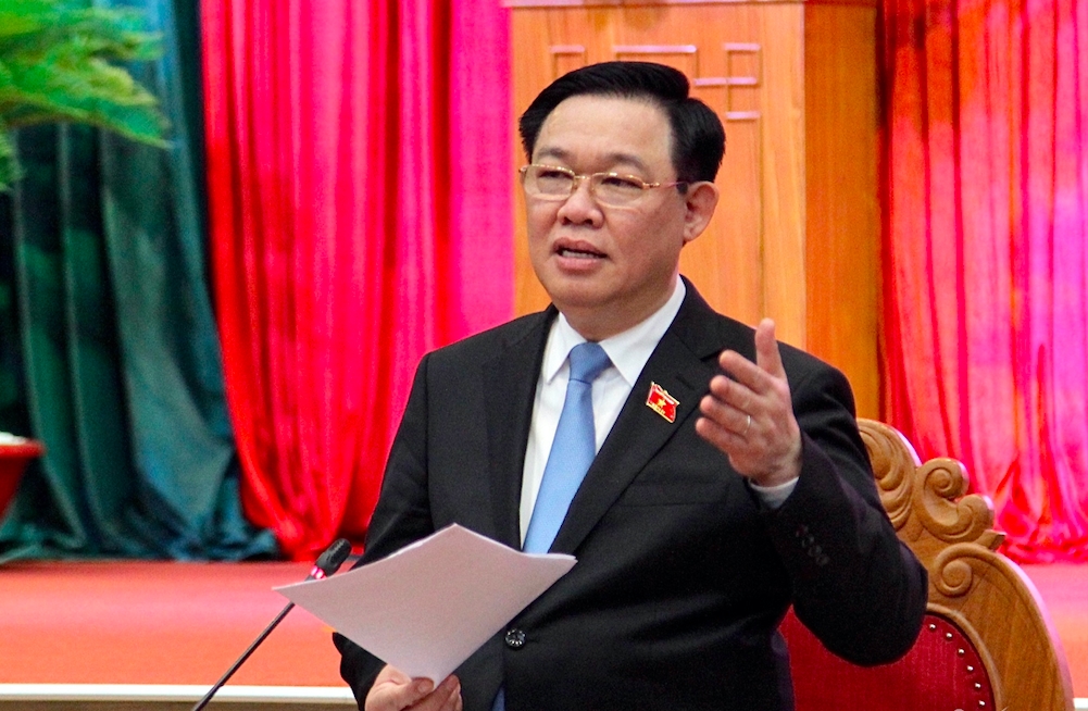 Chủ tịch Quốc hội Vương Đình Huệ phát biểu buổi làm việc