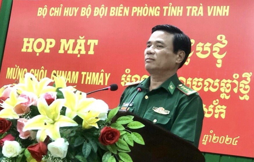 Đại tá Nguyễn Đức Minh, Chỉ huy trưởng BĐBP Trà Vinh phát biểu tại buổi họp mặt