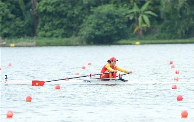 VĐV Phạm Thị Huệ thi đấu xuất sắc tại nội dung thuyền đơn nữ hạng nặng môn Rowing (Ảnh IT)