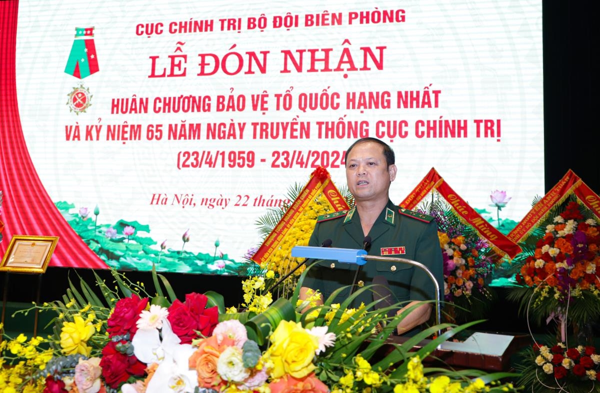Trung tướng Nguyễn Anh Tuấn, Bí thư Đảng ủy, Chính ủy BĐBP phát biểu tại buổi lễ