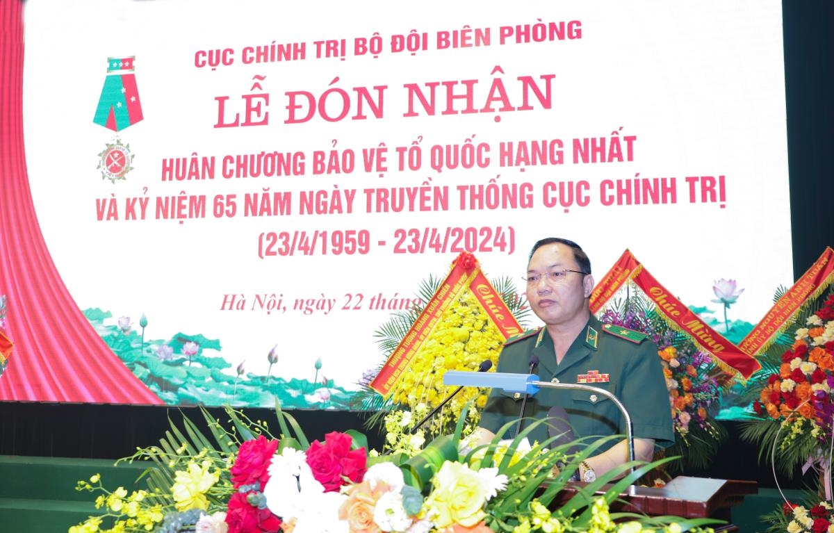Thiếu tướng Trần Văn Bừng, Chủ nhiệm Chính trị BĐBP phát biểu tại buổi lễ