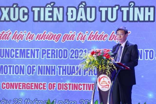 Bí thư Tỉnh ủy Ninh Thuận Nguyễn Đức Thanh phát biểu tại hội nghị