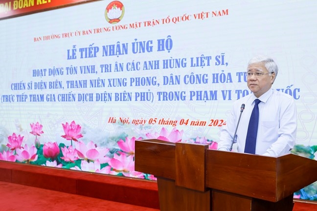  Bí thư Trung ương Đảng, Chủ tịch UBTW MTTQ Việt Nam Đỗ Văn Chiến phát biểu tại buổi lễ (Ảnh Quang Vinh)