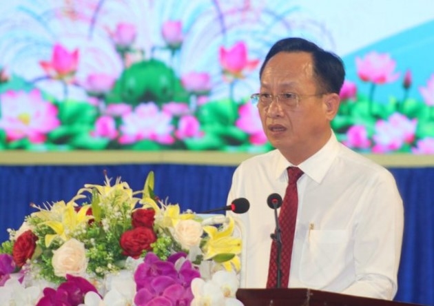 Chủ tịch UBND tỉnh Bạc Liêu Phạm Văn Thiều phát biểu tại buổi Họp mặt.