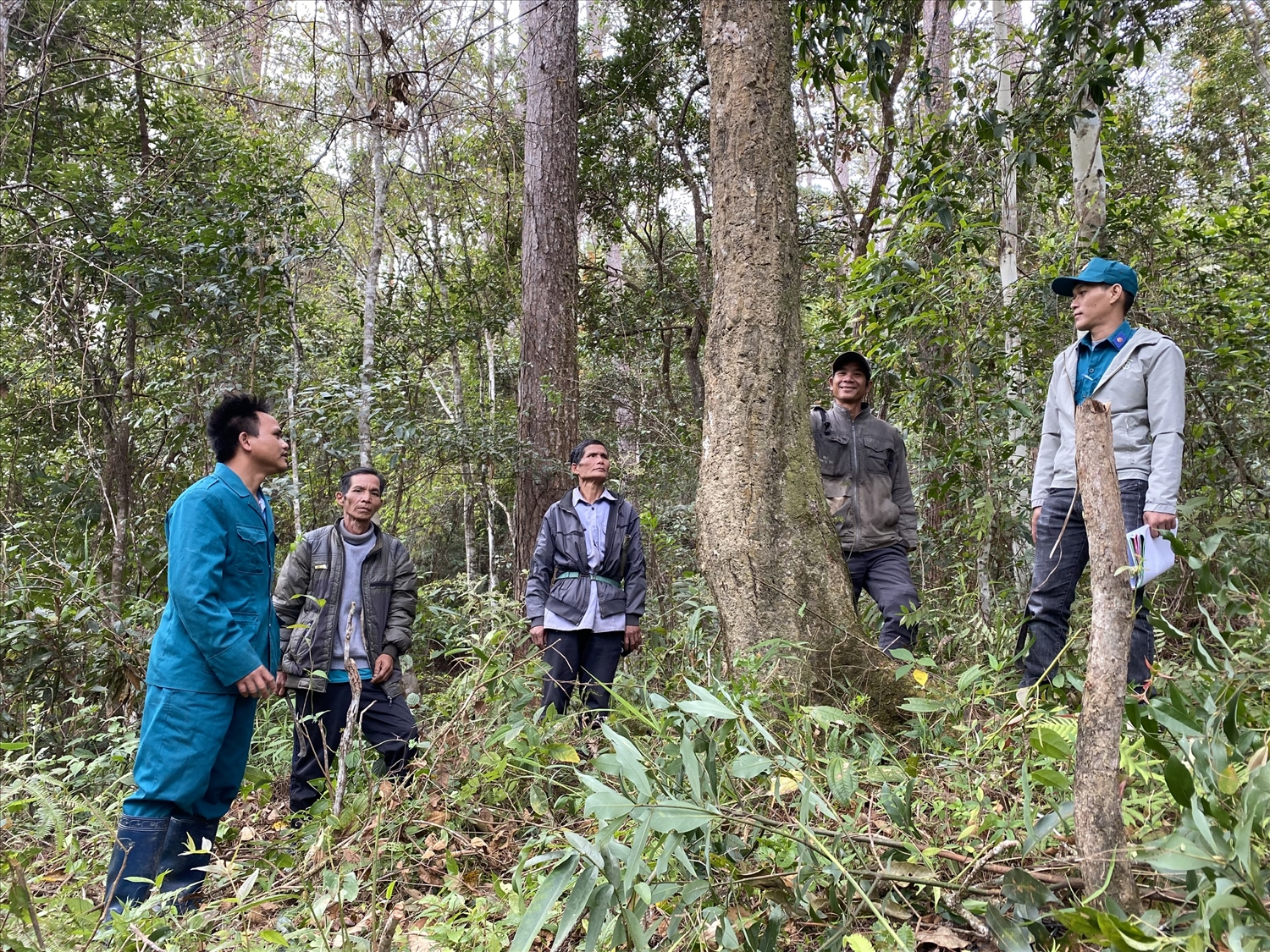 Lực lượng bảo vệ rừng phối hợp với người dân tuần tra bảo vệ rừng