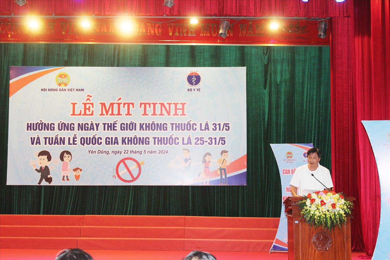 Ông Vũ Quốc Huy - Trưởng ban Xã hội Trung ương Hội Nông dân Việt Na,phát biểu tại Lễ mít tinh 