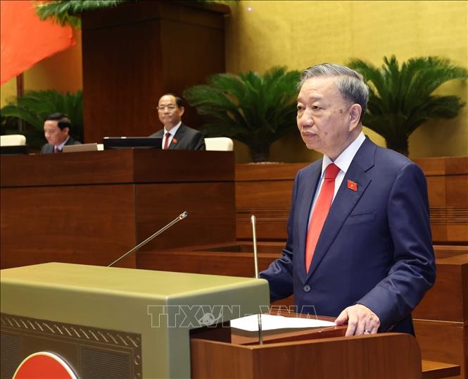 Chủ tịch nước Tô Lâm phát biểu nhậm chức. Ảnh: TTXVN