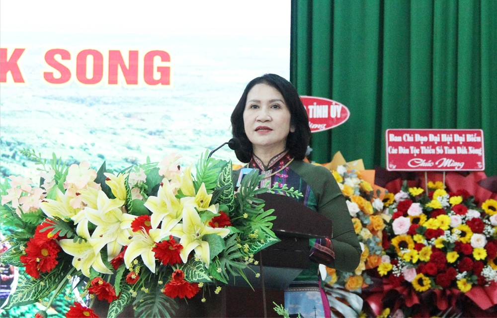 Phát biểu tại Đại hội, Phó chủ tịch UBND tỉnh Đắk Nông Tôn Thị Ngọc Hạnh phát biểu đại hội