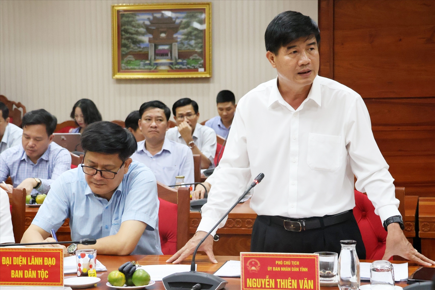 Phó chủ tịch UBND tỉnh Đắk Lắk Nguyễn Thiên Văn phát biểu tại buổi công bố quyết định thanh tra