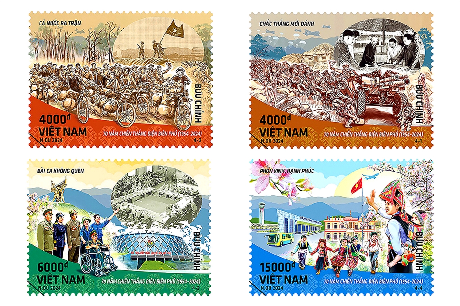 Bộ tem “Kỷ niệm 70 năm Chiến thắng Điện Biên Phủ (1954-2024).