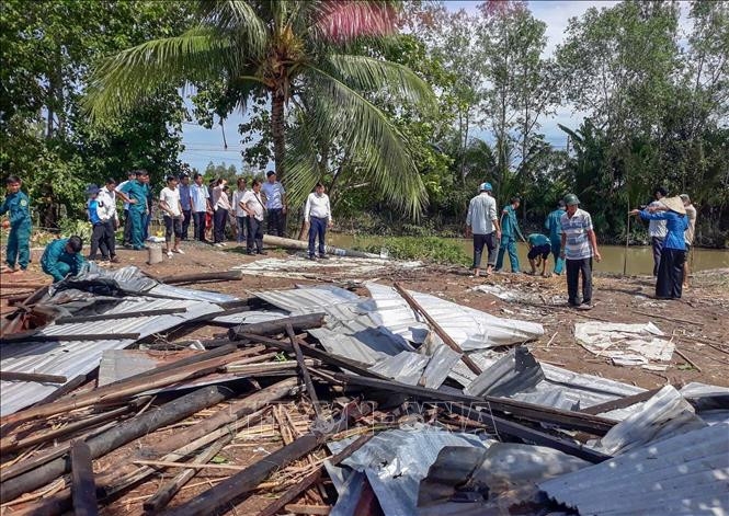 Mưa dông tại huyện Cờ Đỏ chiều 15/6 đã làm sập, tốc mái 41 căn nhà ở các xã Đông Hiệp, Thới Hưng và Thạnh Phú. Ảnh:Nguồn TTXVN 