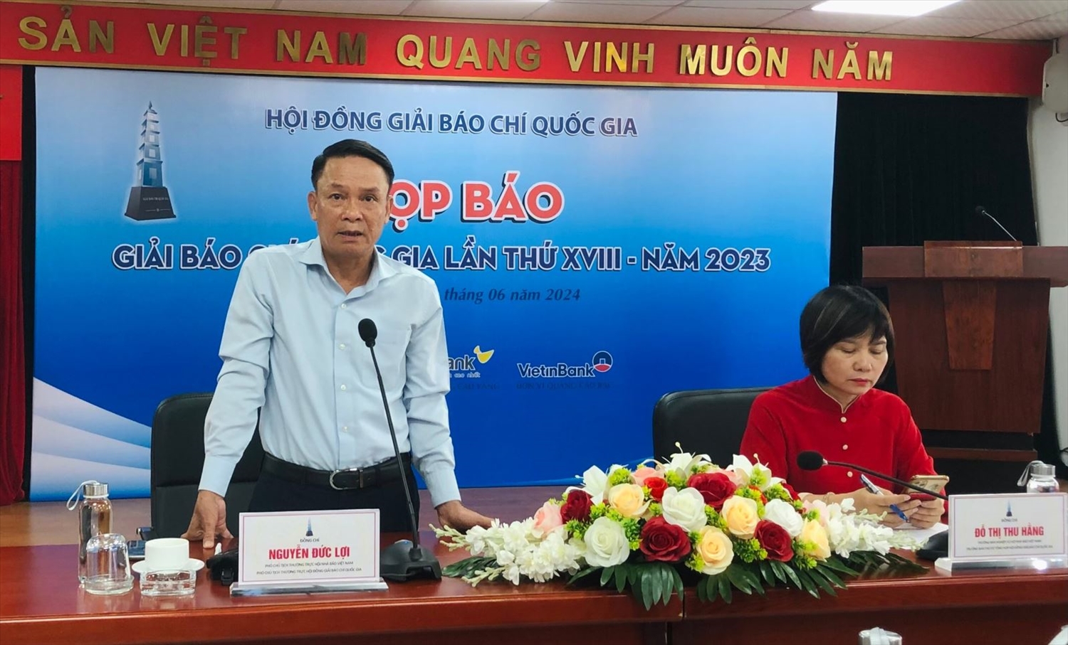 Ông Nguyễn Đức Lợi, Phó Chủ tịch Thường trực Hội Nhà báo Việt Nam, Phó Chủ tịch Hội đồng Giải Báo chí Quốc gia phát biểu