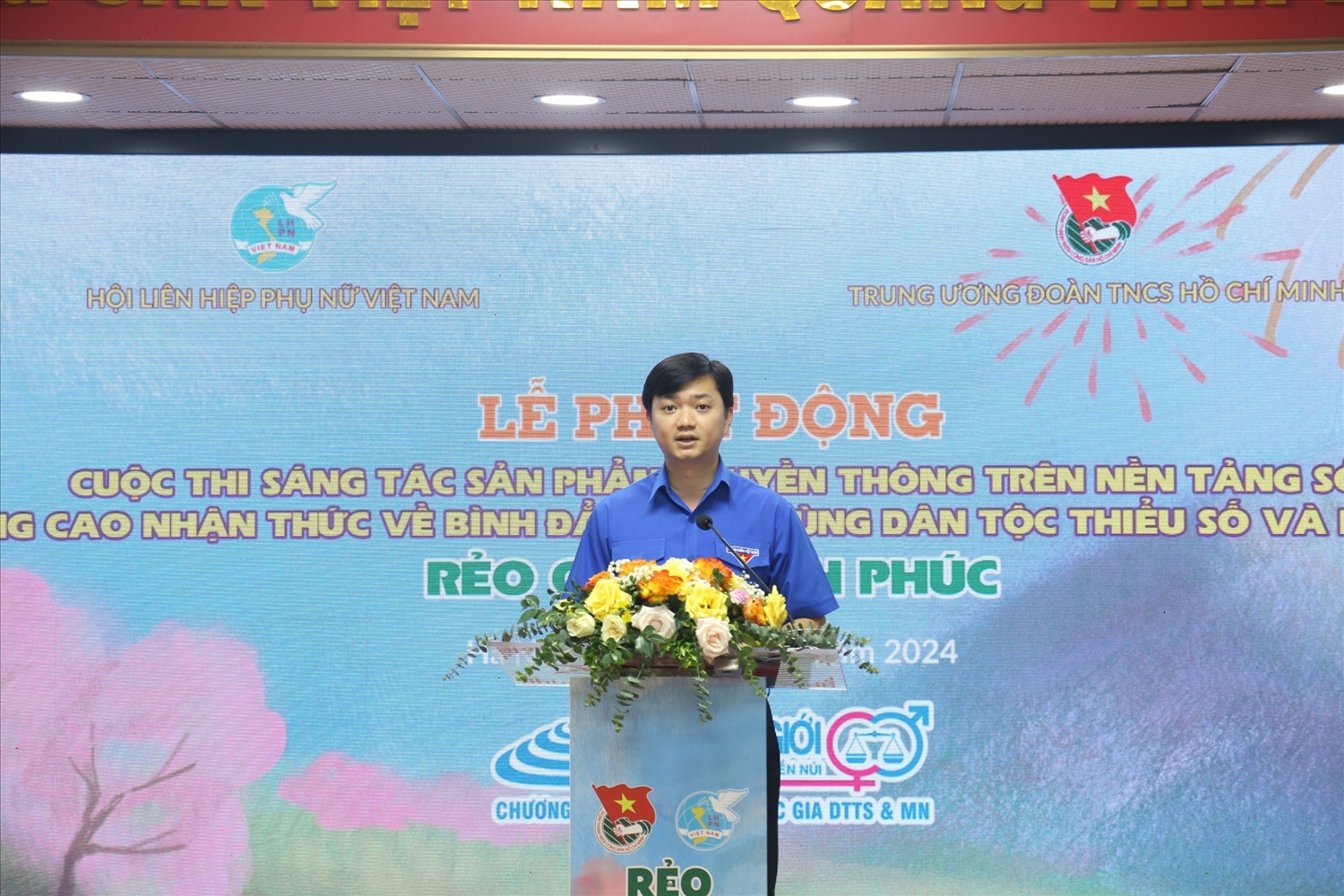  Bí thư Trung ương Đoàn, Chủ tịch Trung ương Hội Sinh viên Việt Nam Nguyễn Minh Triết phát biểu tại Chương trình