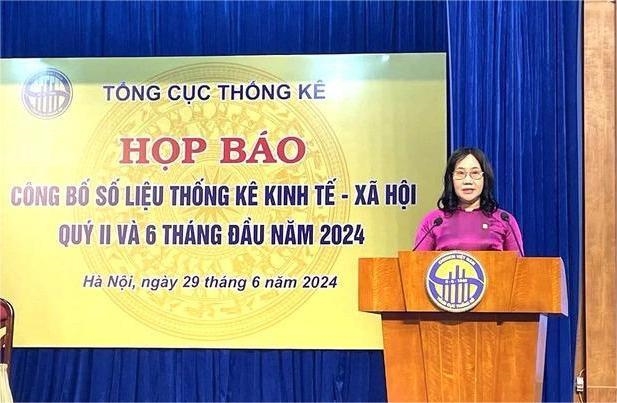  Bà Nguyễn Thị Hương, Tổng cục trưởng Tổng cục Thống kê phát biểu tại họp báo công bố số liệu thống kê kinh tế-xã hội quý II và 6 tháng đầu năm 2024