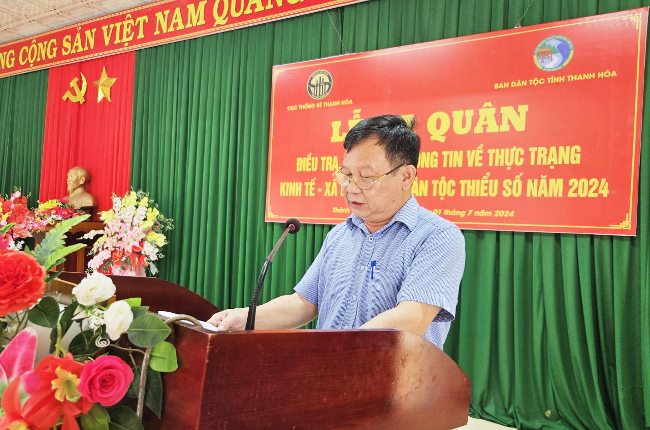 Ông Lê Minh Hành - Phó trưởng Ban Dân tộc tỉnh Thanh Hóa phát biểu tại Lễ ra quân