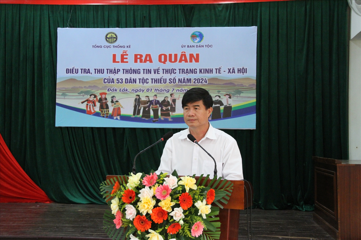 Phó chủ tịch UBND tỉnh Đắk Lắk Nguyễn Thiên Văn phát biểu tại lễ ra quân
