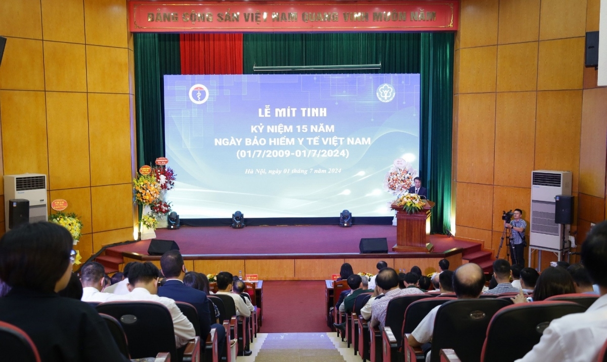 Lễ mít tinh Kỷ niệm 15 năm Ngày Bảo hiểm Y tế Việt Nam (1/7/2009 - 1/7/2024) do Bộ Y tế phối hợp cùng các Bộ, ngành tổ chức tại Hà Nội.