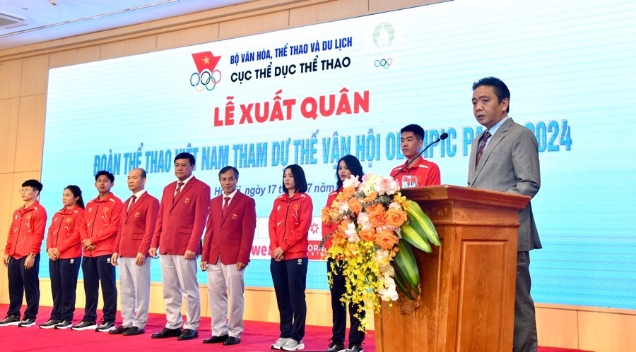 Lễ xuất quân của Đoàn thể thao Việt Nam tham dự Olympic Paris 2024 (Ảnh IT)