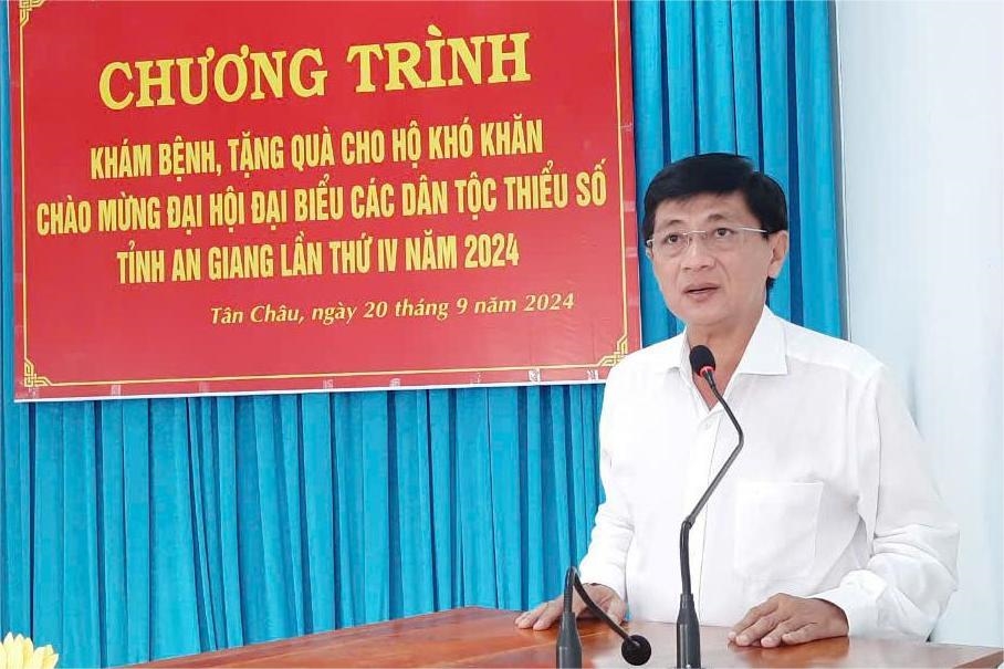 Ông Nguyễn Phú, Trưởng ban Dân tộc tỉnh An Giang phát biểu tại sự kiện